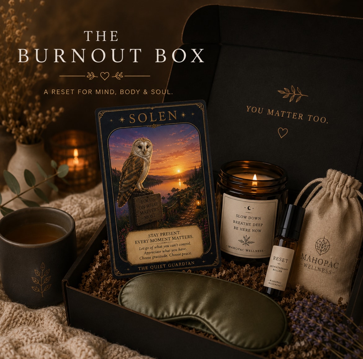 The Burnout Box curated wellness kit